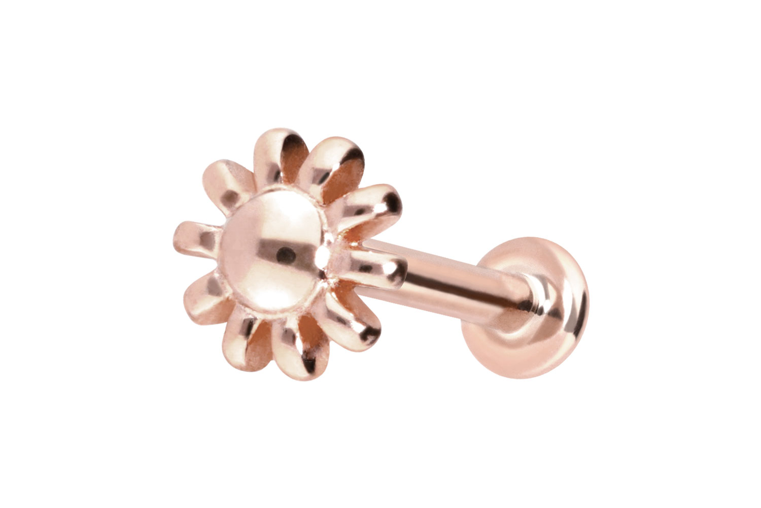 14 Karat Gold Labret Piercing mit Innengewinde BLUME